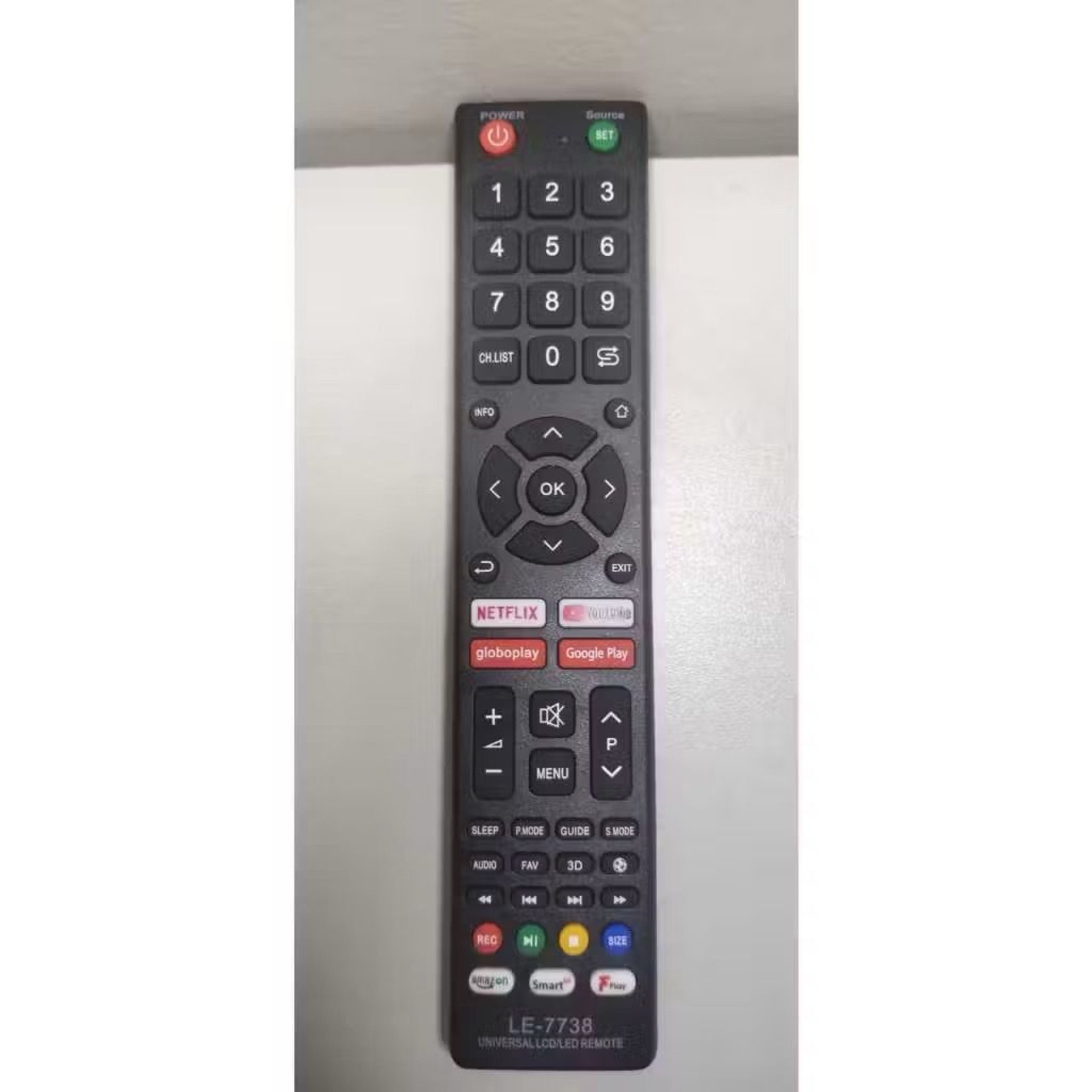 Controle Remoto de TV LCD/LED Universal LELONG/LE-7738 Preto e Branco/Atalho Netflix Youtube