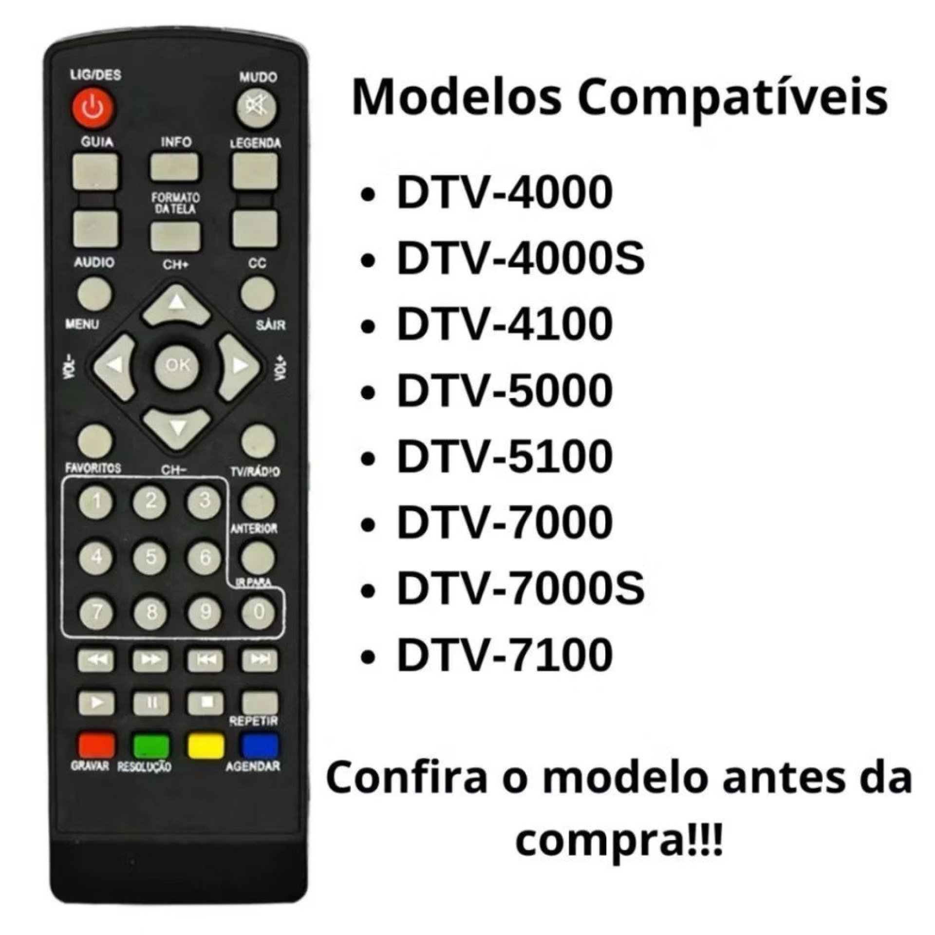 Controle Para Conversor Aquário Dtv 4000 5000 6000 7000-8015/7458