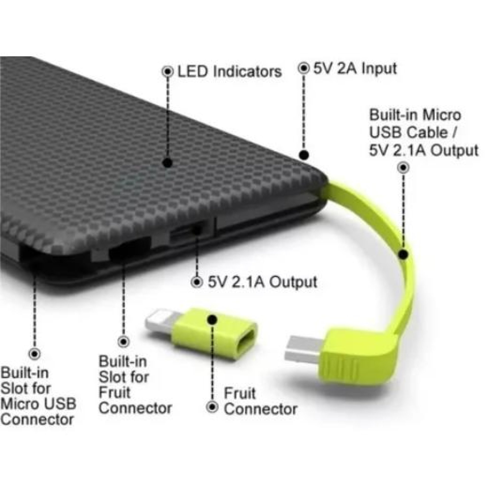 Carregador Portátil Power Bank 10.000mah