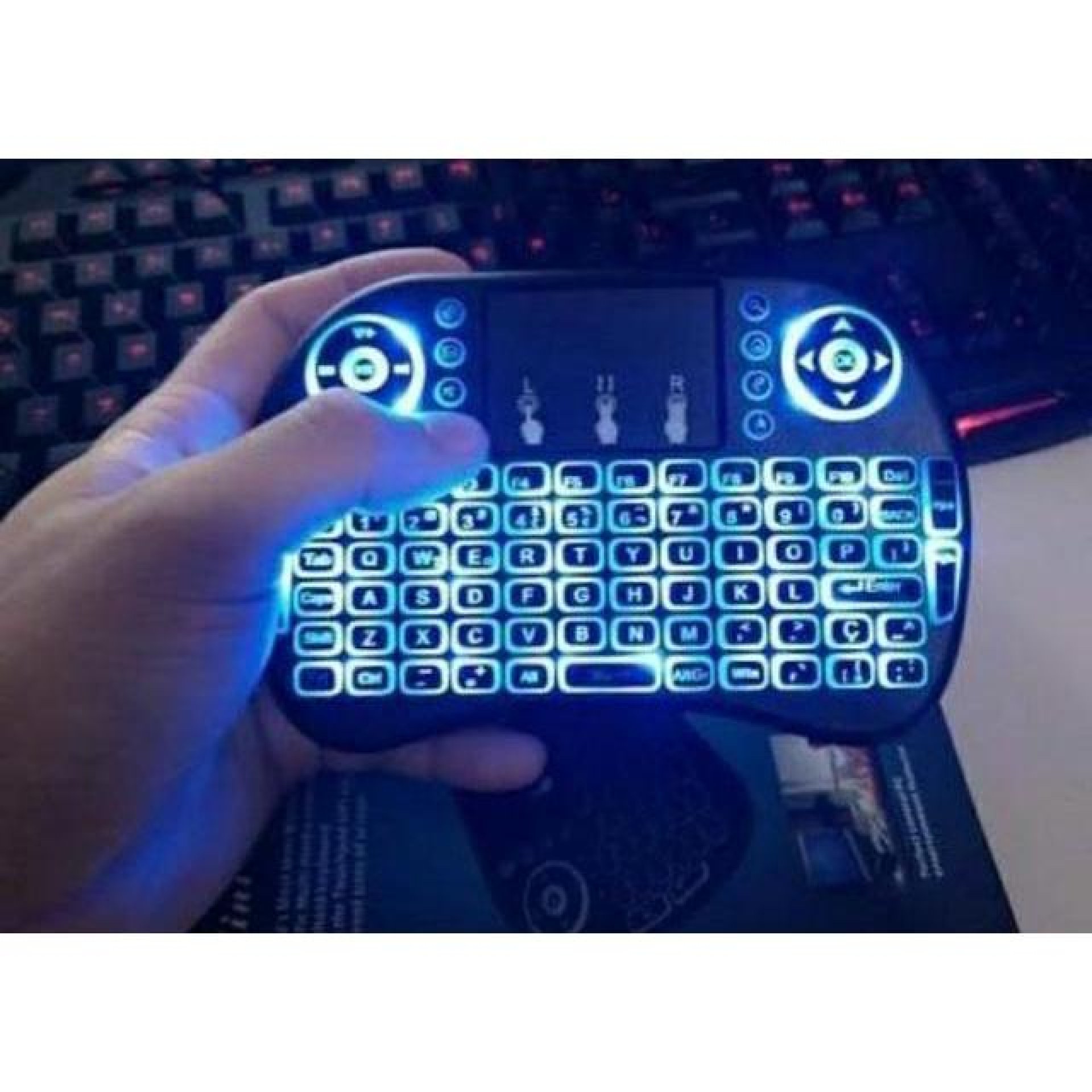 Mini Teclado Keyboard Sem Fio Wireless Iluminado Luz Led Para Tv box e Pc e Acessorios